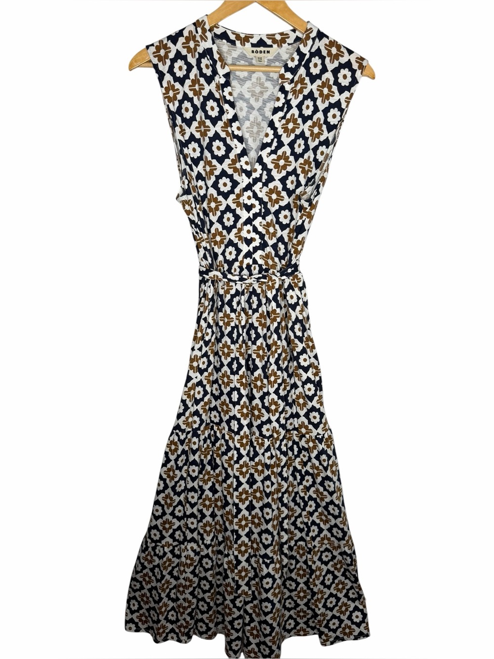 Boden Naomi Notch Jersey Maxi Dress Navy Floral Geometic 12 - Picture 4 of 9